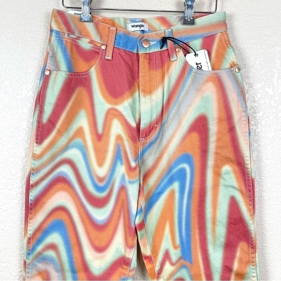 NWT Wrangler Wild West 603 High Rise Straight Rainbow Wave Jeans Sz 28X28 Women - Picture 3 of 15